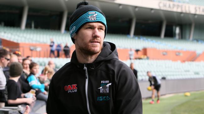 Port Adelaide superstar Robbie Gray at a Power’s captain's run tat Adelaide Oval. Picture: Emma Brasier/AAP