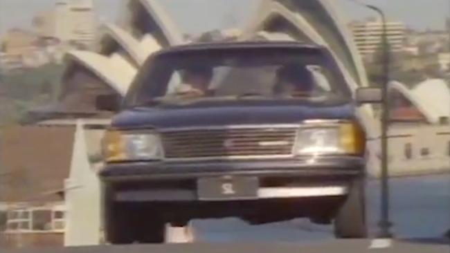 A screen shot from Holden's "Football, meat pies, kangaroos and Holden cars" TV ad in the 1970s. Picture: Supplied.