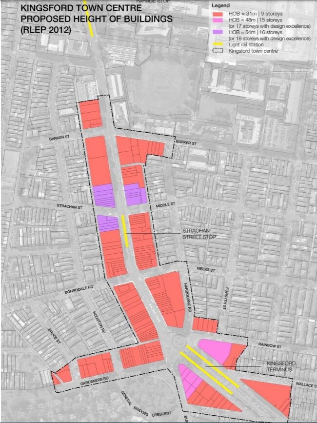 The area to be rezoned in Kingsford, under the K2K proposal.