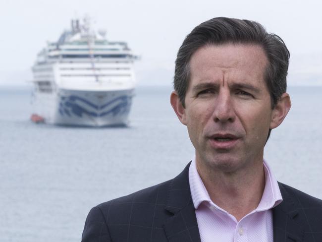 19/01/2020 Trade Minister Simon Birmingham welcomes the first cruise ship to Kangaroo Island. John Montesi/The Australian