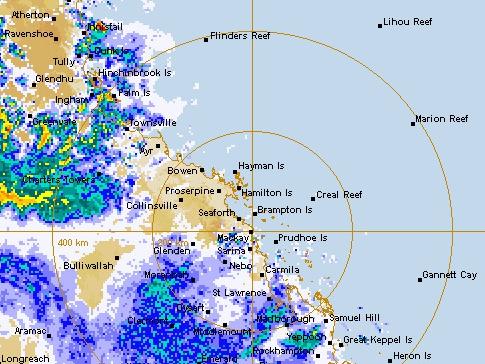 The rain is moving towards Mackay. Picture: Bureau of Meteorology.