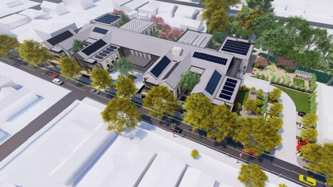 An aerial concept image of a two-storey, 100-bed nursing home Eldercare proposes to build at Goodwood. Picture: Brown Falconer