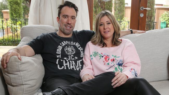 104.3 Gold FM"s Christian O'Connoll and wife Sarah at their home in Brighton. Picture: Michael Klein