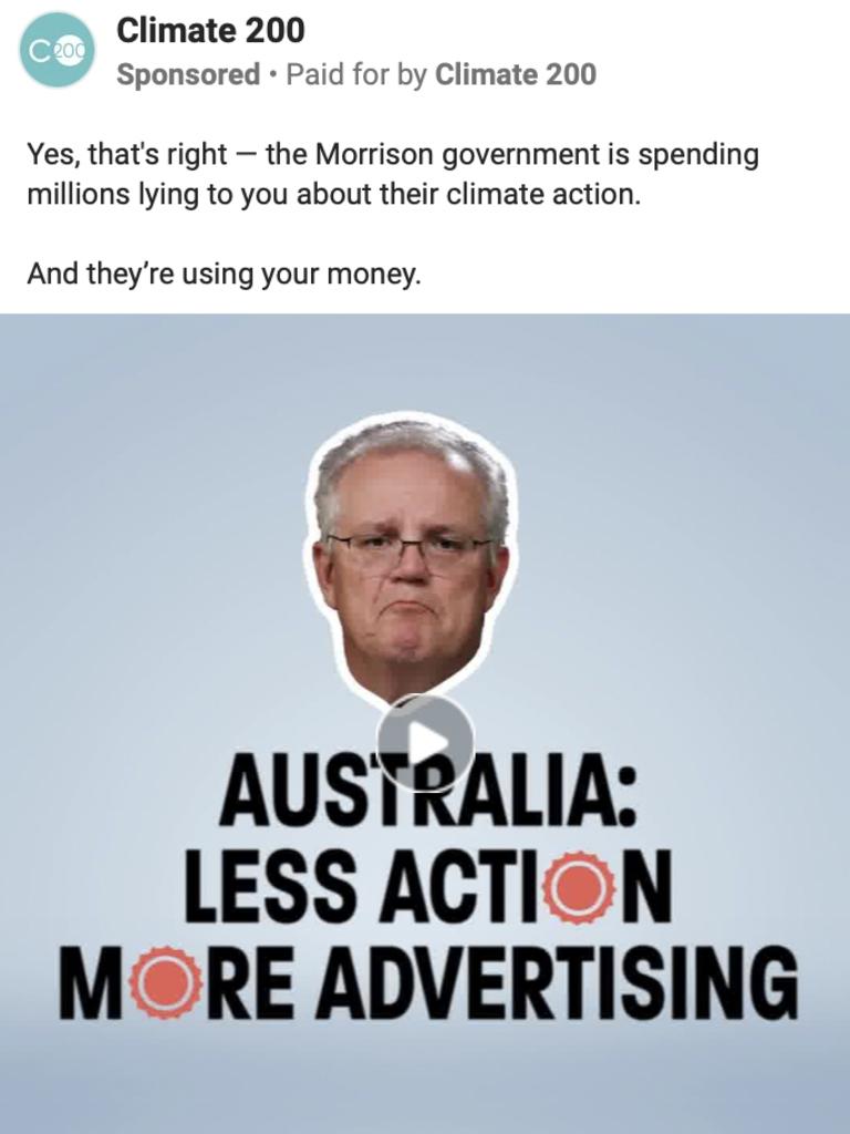 A 2022 federal election ad from the Climate 200 lobby group placed on Facebook.