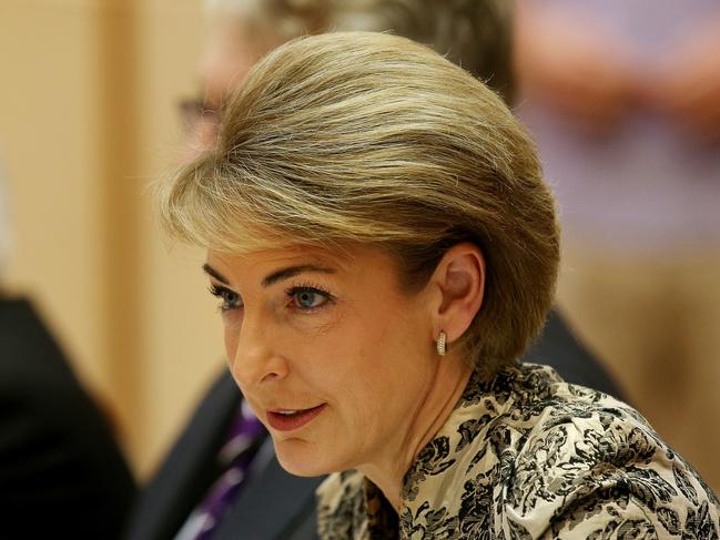 Minister for Employment Senator Michaelia Cash appearing at a Senate Education and Employment Legislation Committee at Parliament House in Canberra. Picture Kym Smith