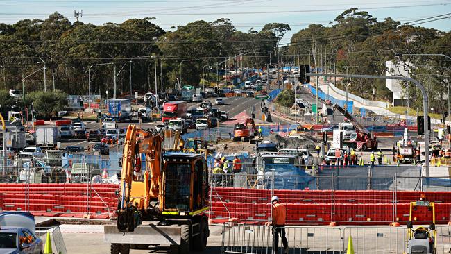 Construction work on Warringah Rd, Frenchs Forest taken earlier this year. Picture: Adam Yip / Manly Daily