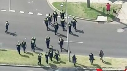 Police activity ahead of an anti-lockdown protest in Elsternwick. Picture: 7news