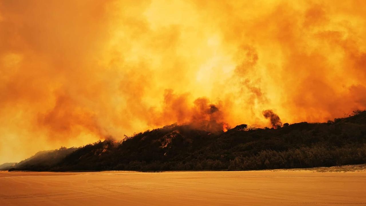 Fire burning on Fraser Island on Monday morning, December 7.