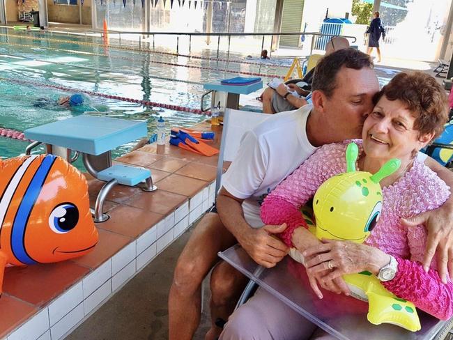 PROUD: Ivan Cornwell and his mum Bev Cornwell at the Hervey Bay MS swimathon.