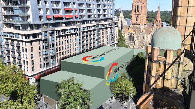 An artist’s impression of a big shed over City Square during Metro rail works.