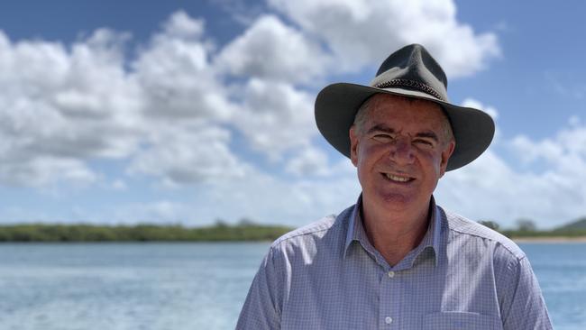 Fisheries Minister Mark Furner spoke by the Pioneer River in Mackay about Spanish mackerel stock. Picture: Duncan Evans