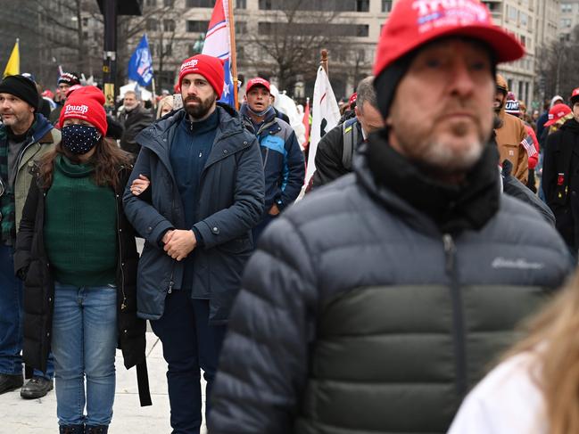 Many of the Trump supporters were not wearing face masks, flouting Washington COVID rules. Picture: AFP