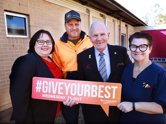 L-R Blacktown Workers Club group marketing manager Tracey Russell, groundsman Geoff Cooke, welfare officer Harold Becher and Mt Druitt Hospital's palliative care ward nursing unit manager Trish Dalgleish. Picture: Angelo Velardo