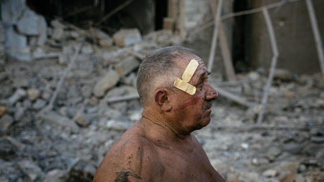 Oleksandr Shulga looks at his destroyed house following a missile strike in Mykolaiv, north of Kherson on Ukraine. Picture: AFP