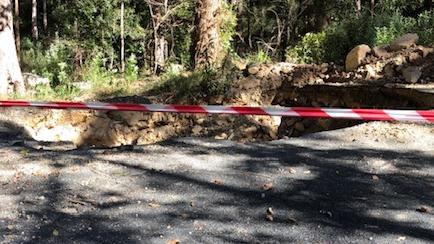 The road is completely cut off to North Brother Mountain