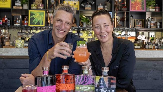 Ali and Matt Clarke are new part-owner and strategic advisers for SA gin company Prohibition Liquor Co. Picture: Kelly Barnes