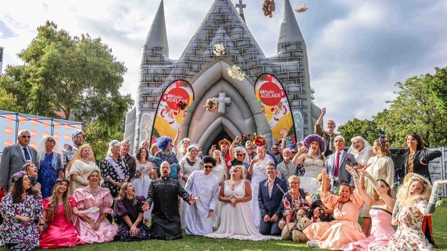 16 couples renewed their vows or made a marriage commitment on Valentine’s Day at The Inflatable Church in Light Square. Picture: Russell Millard