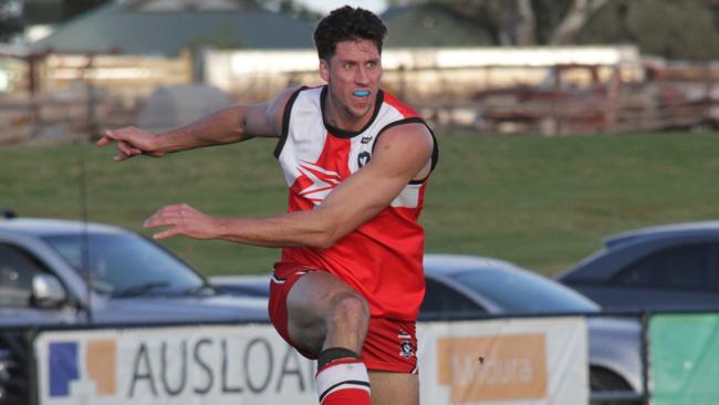 Robinvale-Euston's Ricardo Liparota kicked seven goals against South Mildura in the Sunraysia league. Picture: Glenn Milne