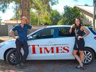 NEW WHEELS: Journalists Alex Treacy and Felicity Ripper will be hitting the roads in the Central and North Burnett Times' new marked car. Picture: Marguerite Cuddihy