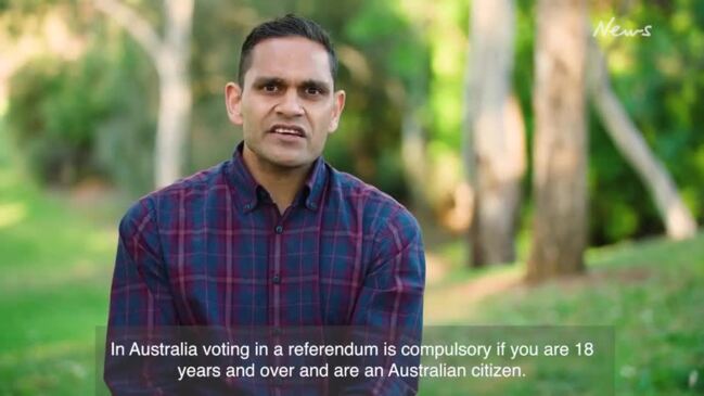 Interpreter, Dom Barry delivers information on the referendum Pitjantjatjara