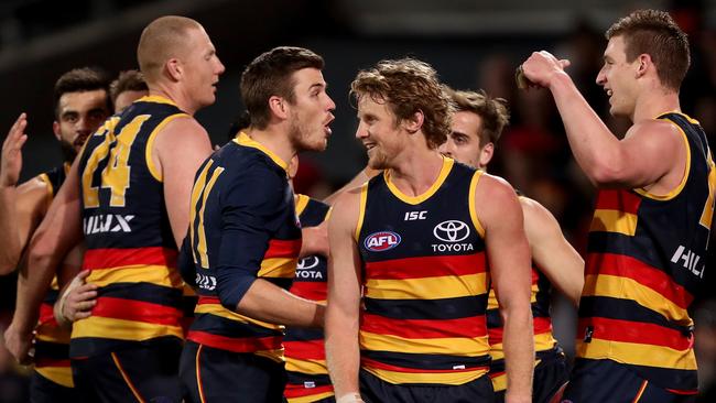 Rory Sloane after leading the Crows to victory on Sunday. Picture: James Elsby/AFL Media/Getty Images