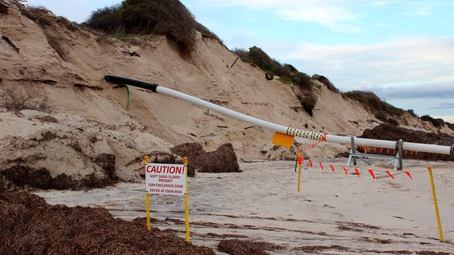 Regular sand pumping at the site is aimed at replenishing the dunes. Picture: Anne Wheaton, Western Adelaide Coastal Residents Association