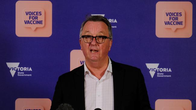 Health Minister Martin Foley, pictured on Monday, called the latest outbreak a ‘pandemic of the unvaccinated’. Picture: Luis Ascui