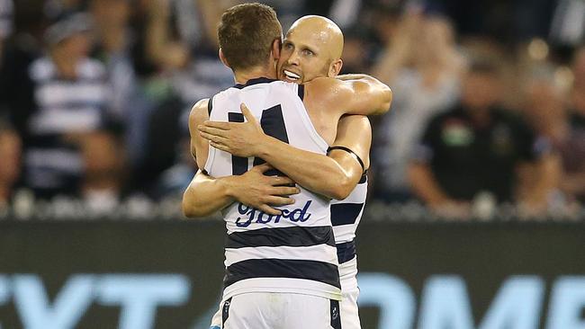 Gary Ablett and Joel Selwood are set to reach huge milestones in the same game. Picture: Michael Klein