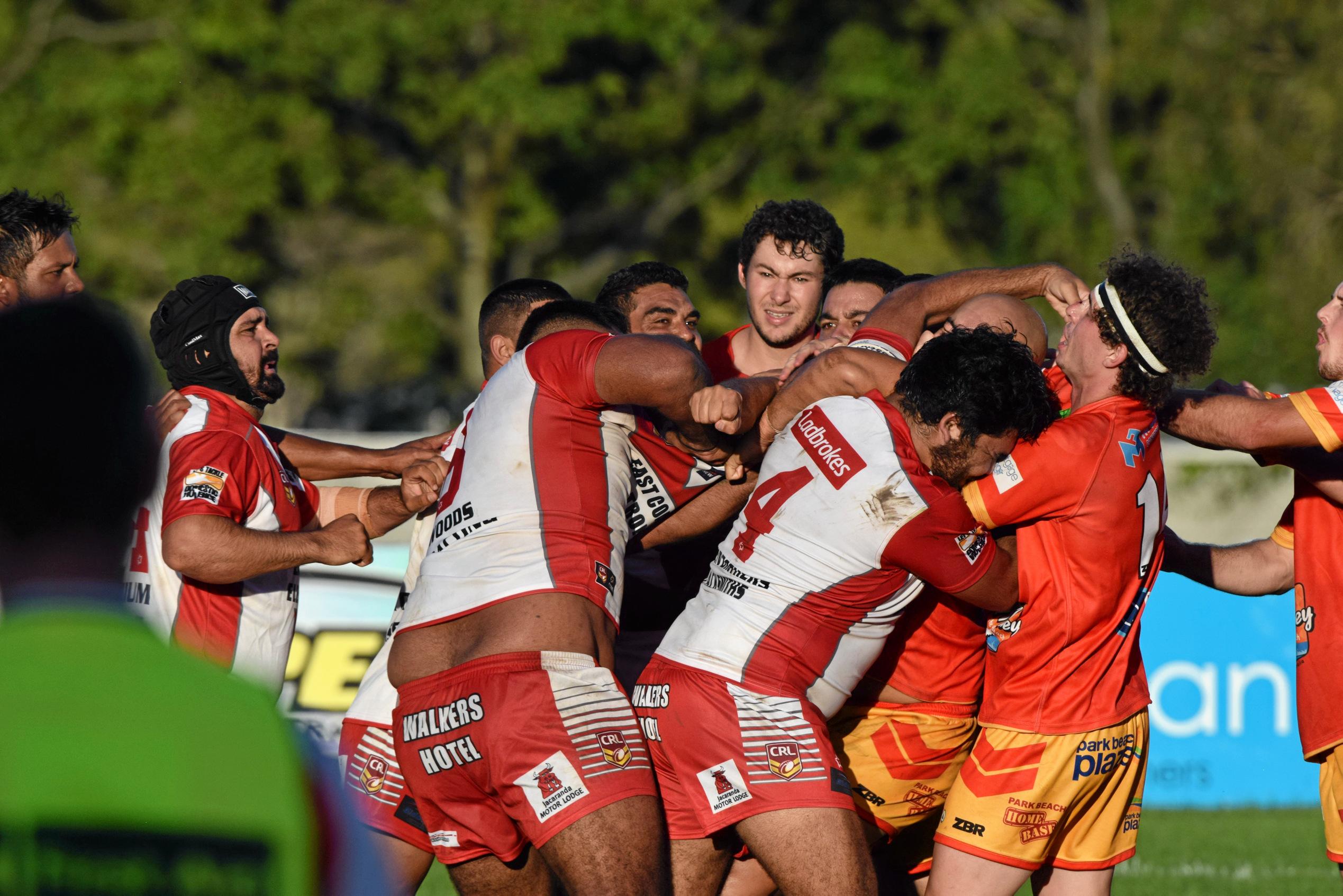 The Coffs Harbour Comets v South Grafton Rebels game had to be stopped early after numerous fights broke out and players were sent from the field.