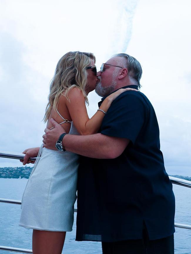 Kyle Sandilands and Tegan Kynaston at their baby gender reveal on the harbour. Picture: Instagram