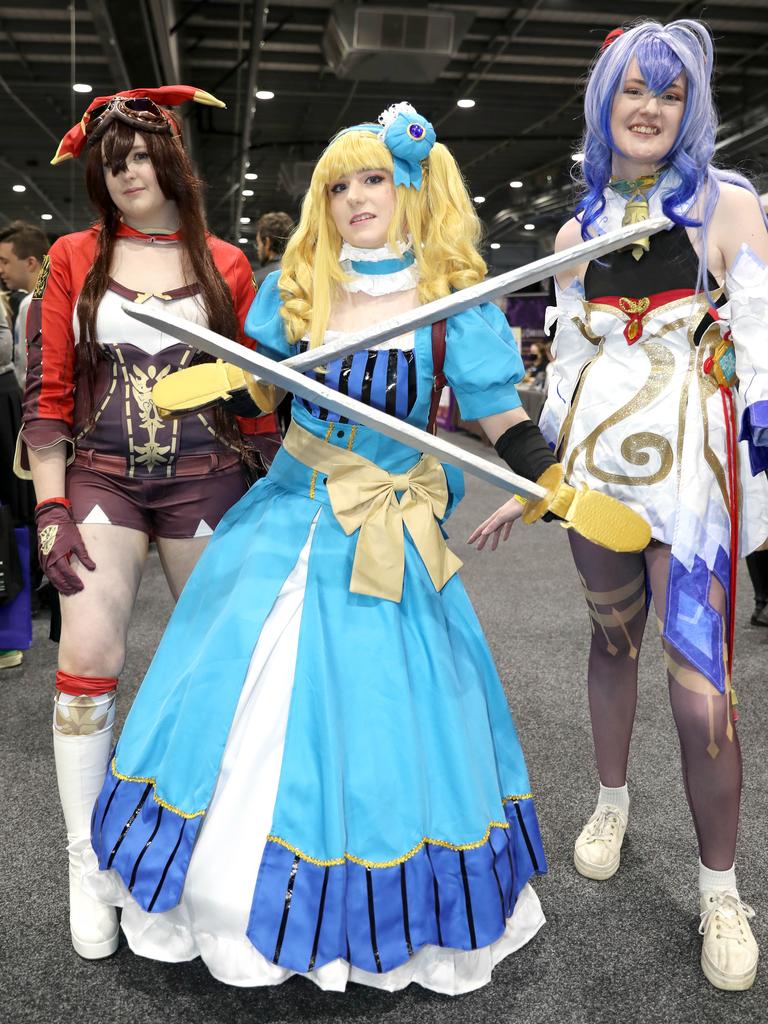 Supanova Comic Con at Adelaide Showground. Emma Bryant, Gemma Snell, and Brenna U. Picture: Dean Martin