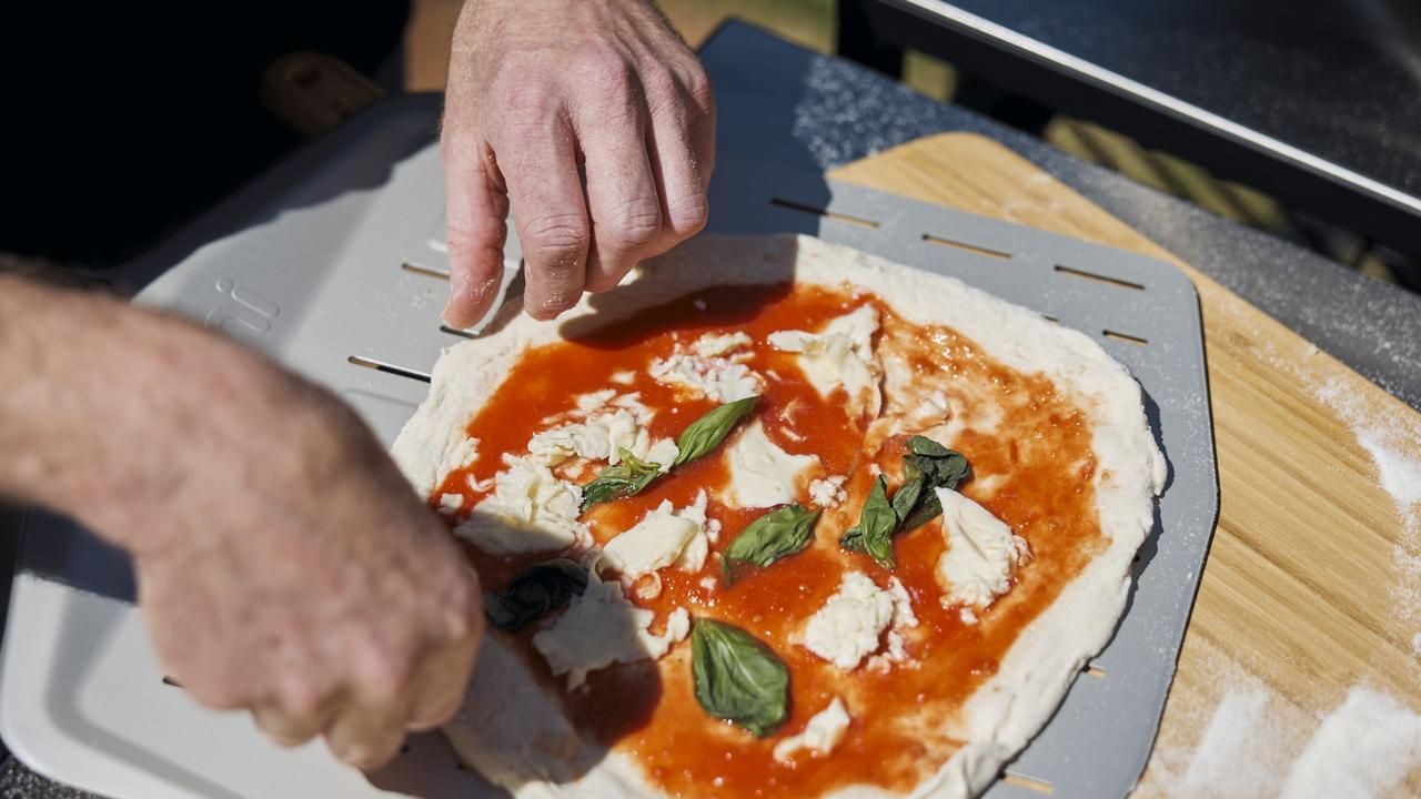 Homemade pizzas at an auction.