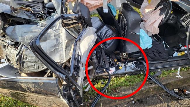 Bloodied tissues near the crashed Honda Accord. Picture: Fire and Rescue NSW