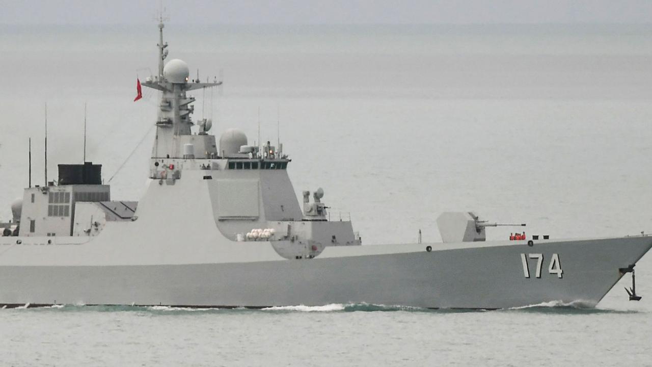 A handout photo taken on February 18, 2022 and received on February 20, 2022 shows a Chinese  PLA-N Luyang-class guided missile destroyer leaving the Torres Strait and entering the Coral Sea after the Australian Defence Force confirm that on 17 February 2022, a Royal Australian Air Force (RAAF) P-8A Poseidon detected a laser illuminating the aircraft from a Peopleâs Liberation Army â Navy (PLA-N) vessel. (Photo by Handout / Australian Defence Force / AFP) / ----EDITORS NOTE ----RESTRICTED TO EDITORIAL USE MANDATORY CREDIT " AFP PHOTO / AUSTRALIAN DEFENCE FORCE" NO MARKETING NO ADVERTISING CAMPAIGNS - DISTRIBUTED AS A SERVICE TO CLIENTS