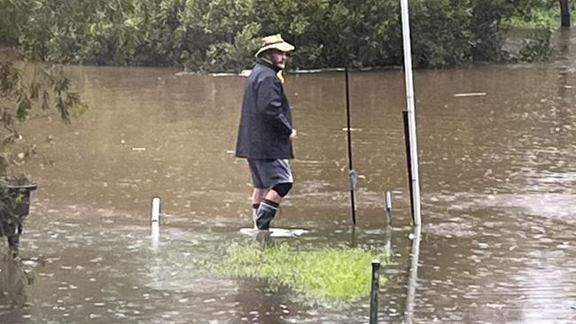 Darren Parker checks out the backyard of his Woronora home on Thursday.