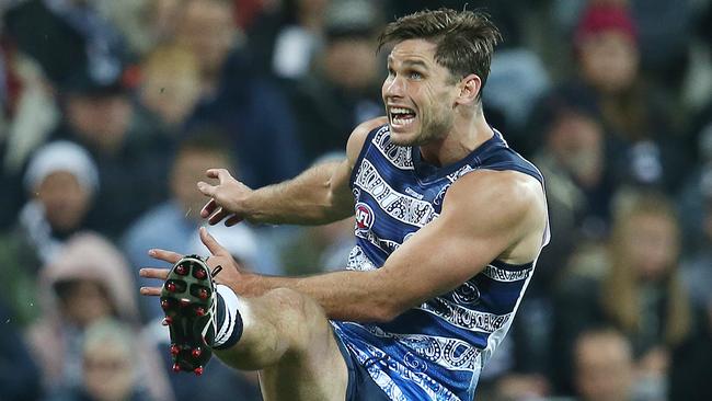 Key forward Tom Hawkins has been integral to Geelong’s barnstorming run. Picture: Michael Klein.