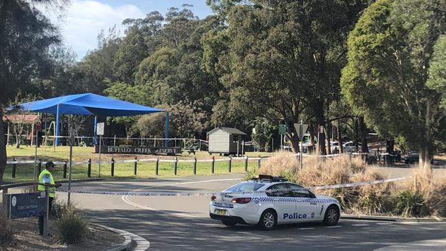 A woman’s body has been found near a playground in a park in Hunters Hill. Picture: Nine News / Twitter