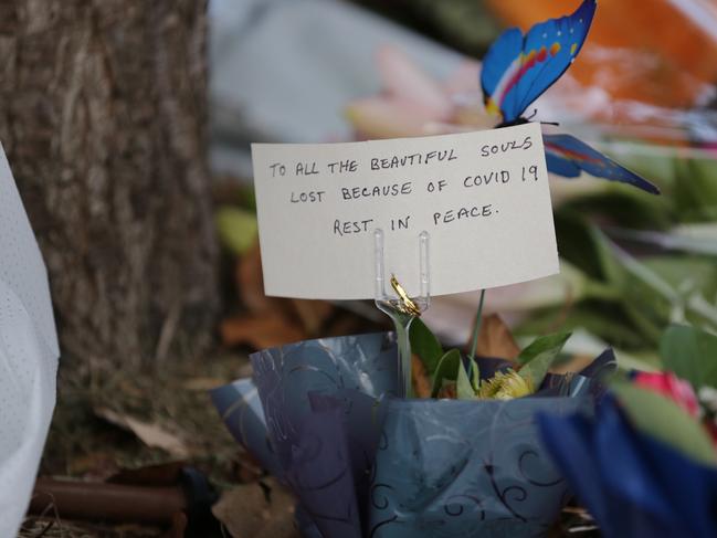 Flowers outside the Anglicare Newmarch House in Kingswood. Picture: Christian Gilles