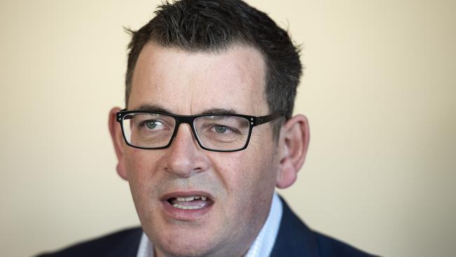 Victorian Premier Daniel Andrews speaks to media during a press conference on rental reforms at the rented property of tenant Elizabeth Watt in Melbourne, Sunday, August 5, 2018. The Victorian Labor government will introduce rental reforms into parliament this week, 10 months after first flagging them ahead of the Northcote by-election. (AAP Image/Ellen Smith) NO ARCHIVING