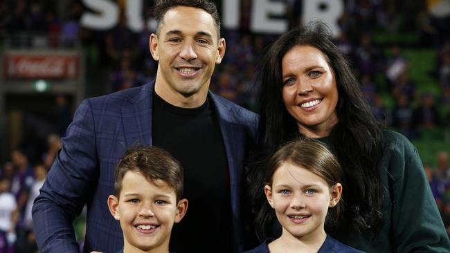 Nicole and Billy Slater with their kids in 2019. Picture: Daniel Pockett