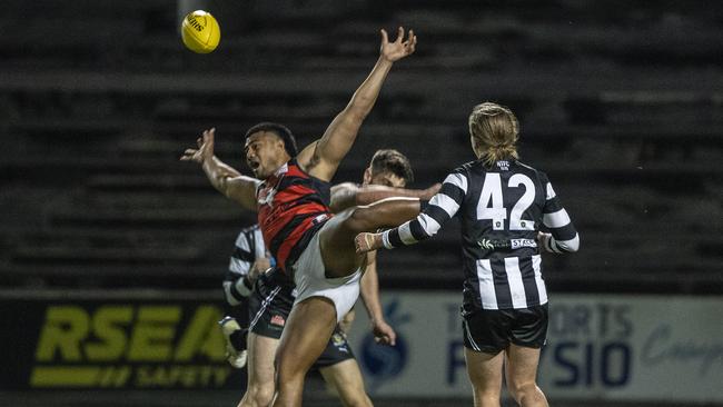 TSL: Glenorchy vs. Lauderdale, KGV: Lauderdale's Toutai Havea wins a free kick and goes on to kick a goal in the first quarter. Picture: LUKE BOWDEN