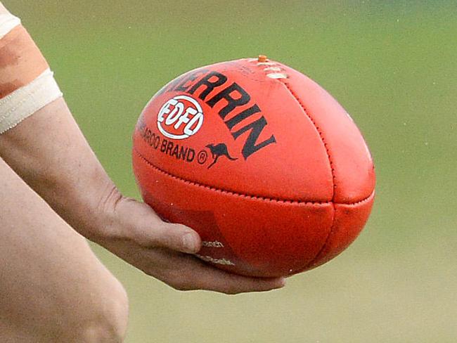 Essendon District Football League Division 2 match between Moonee Valley and Roxburgh Park at Ormond Park Moonee Ponds. Mooney Valley Andy Lusi,1 with ball. Pictures: Angie Basdekis