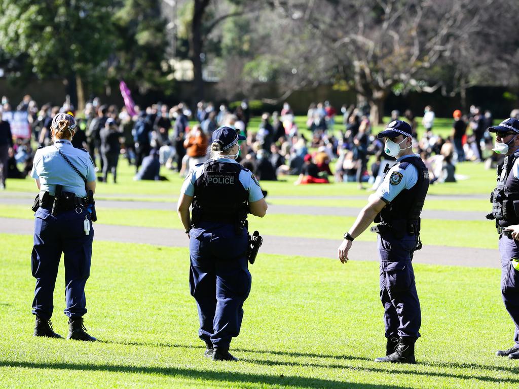 There was a heavy police presence on Sunday. Photo: NCA NewsWire/ Gaye Gerard