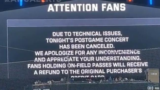 The big screen at Guaranteed Rate Field after the alleged shooting. Photo: Twitter.