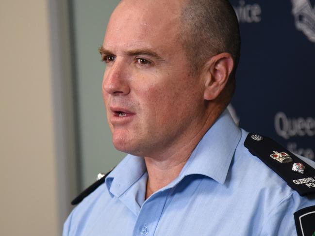 Queensland Police Superintendent Brett Jackson speaking to media on February 17, 2025. Picture: Alex Treacy