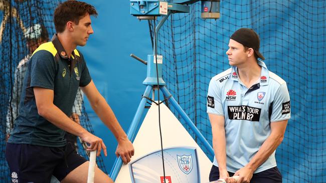 Australian star Pat Cummins with Smith last week. Pic: Getty Images