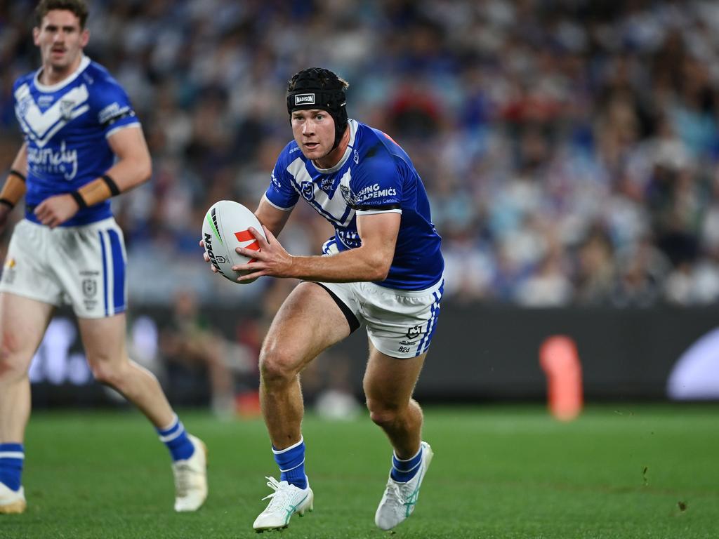 The Bulldogs suffered a blow of their own, with star five-eighth Matt Burton ruled out with a HIA late in the game. Picture: NRL Imagery