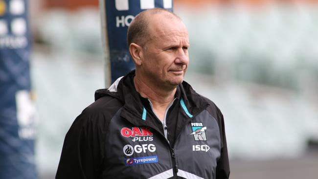 Ken Hinkley has thrown his support behind representative football being brought back to the calendar to raise money for the bushfire disaster. Picture: AAP/Russell Millard