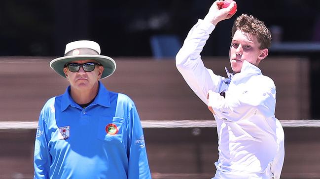 Day 3 of the Queensland Junior Representative  Carnival at TSS.  Brisbane Norths (Batting)  V Bears (fielding).  Bears bowler Kian Chapman.  Picture Glenn Hampson