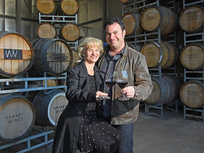 23/07/20 - Varney Wines winemaker Alan Varney and his wife Kathrin at their winery, cellar door and restaurant Victor's Place. Picture: Tom Huntley